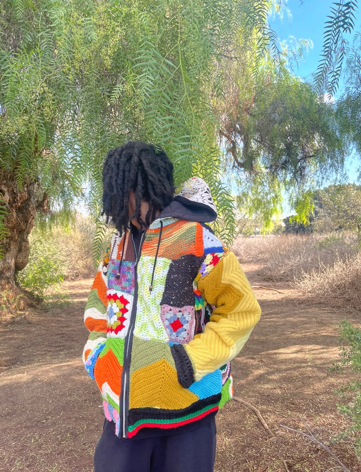 BLUESIN’S BLUES NOTE CLASSICS” PATCHWORK CROCHET FULL ZIP HOODIE