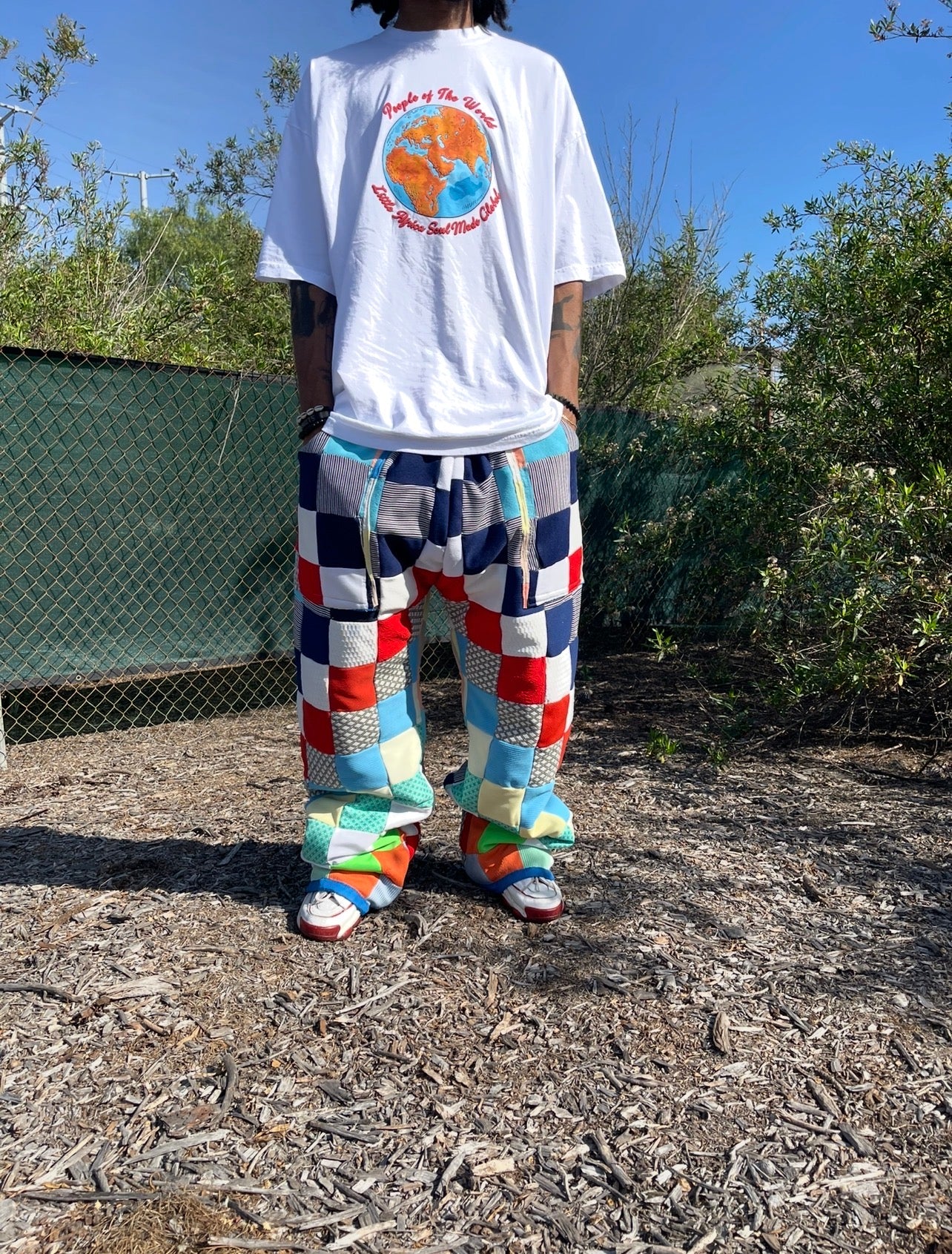 BLUESIN’S “UP N’ AT IT” VINTAGE POLYESTER SQUARE KNIT QUILT PANTS