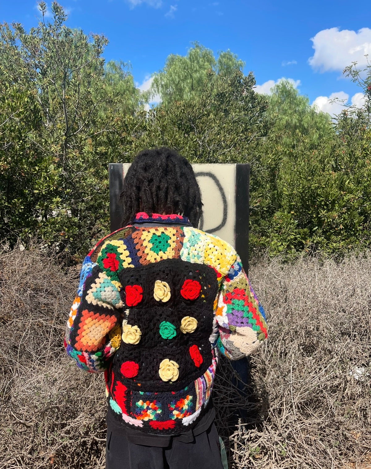 BLUESIN’S “INTERTWINED BLOSSOMS” PATCHWORK CROCHET FULL ZIP WORK JACKET
