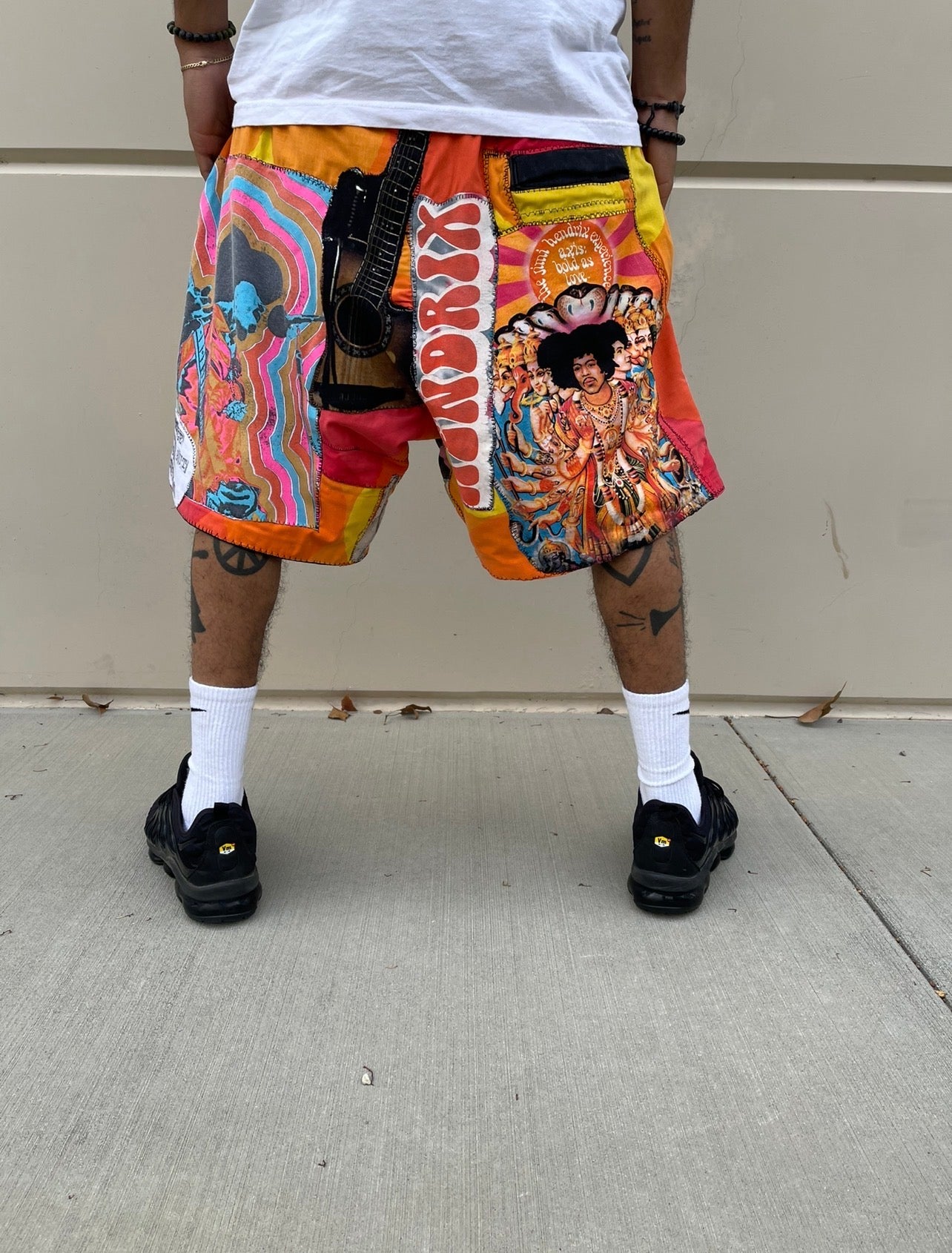 BLUESIN’S “BOLD AS LOVE” JIMI HENDRIX PATCHWORK SWEAT SHORTS