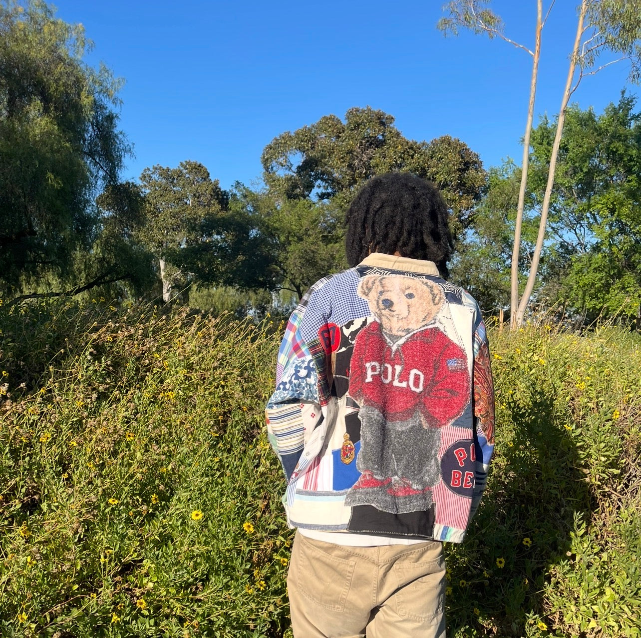 BLUESIN’S “MISH & MASH” POLO RALPH LAUREN BEAR PATCHWORK CLASSIC HARRINGTON JACKET