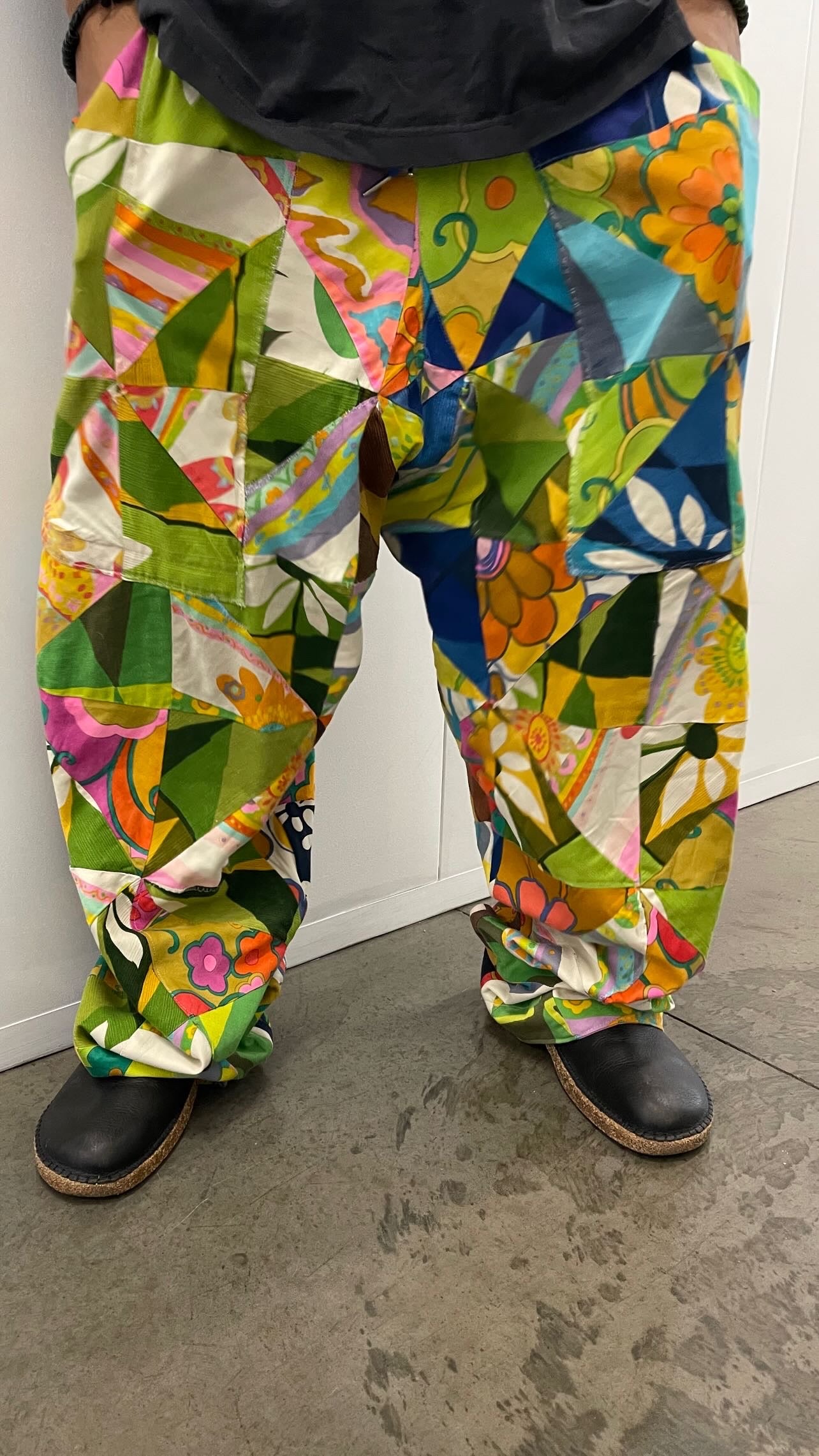 BLUESIN’S “TROPIC AWAITS” VINTAGE HAWAIIAN TIKI PATCHWORK PANTS