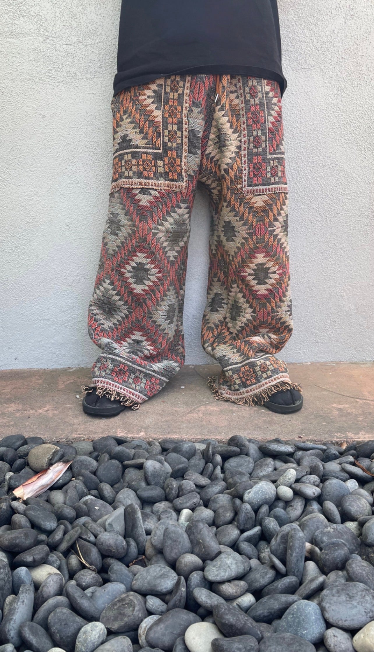 BLUESIN’S “SOUND PATTERNS” SOUUTHWESTERN GEOMETRIC TAPESTRY PANTS