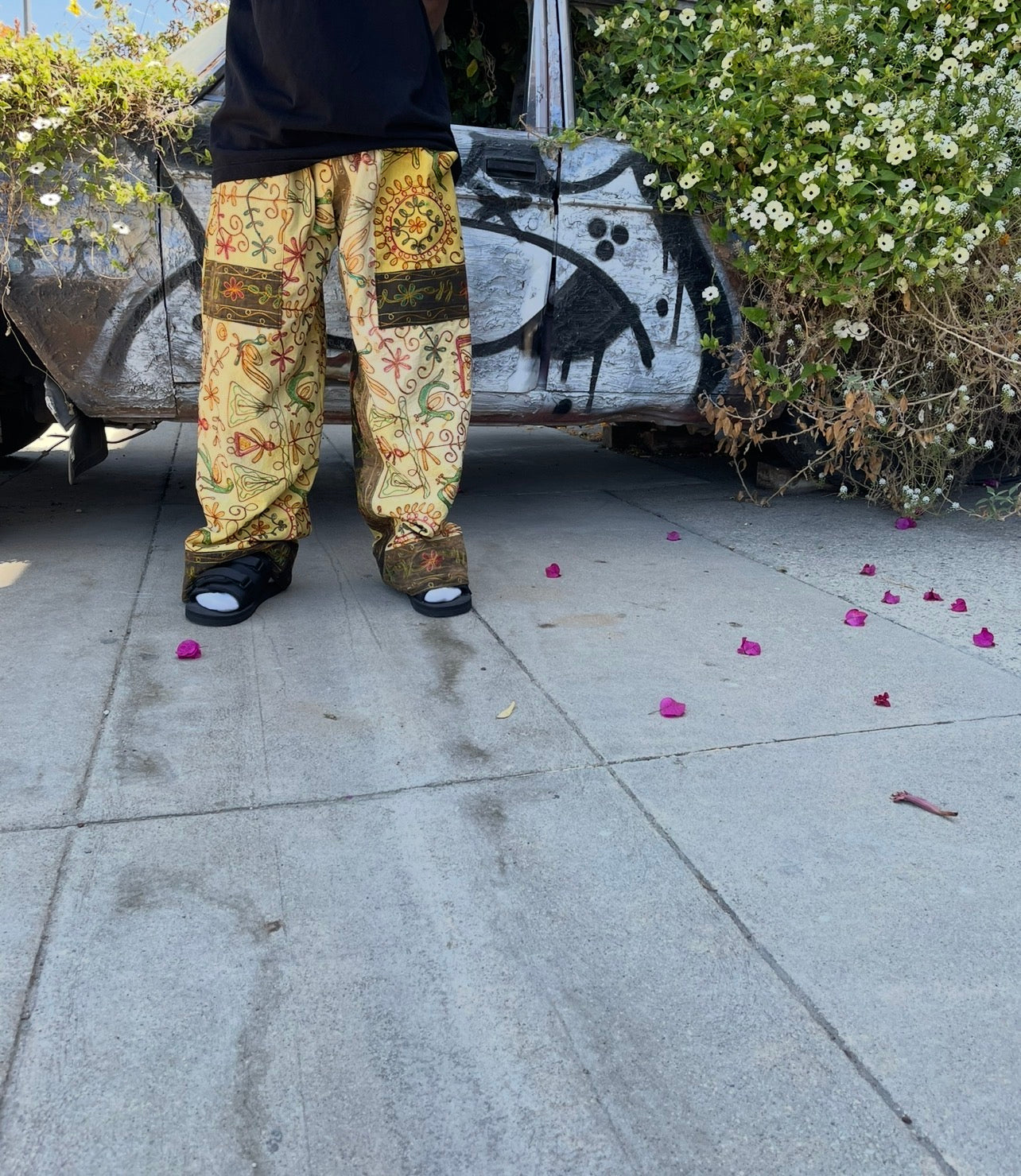 BLUESIN’S “SEEKING THRILLS” VINTAGE HAND EMBROIDERED TAPESTRY PANTS