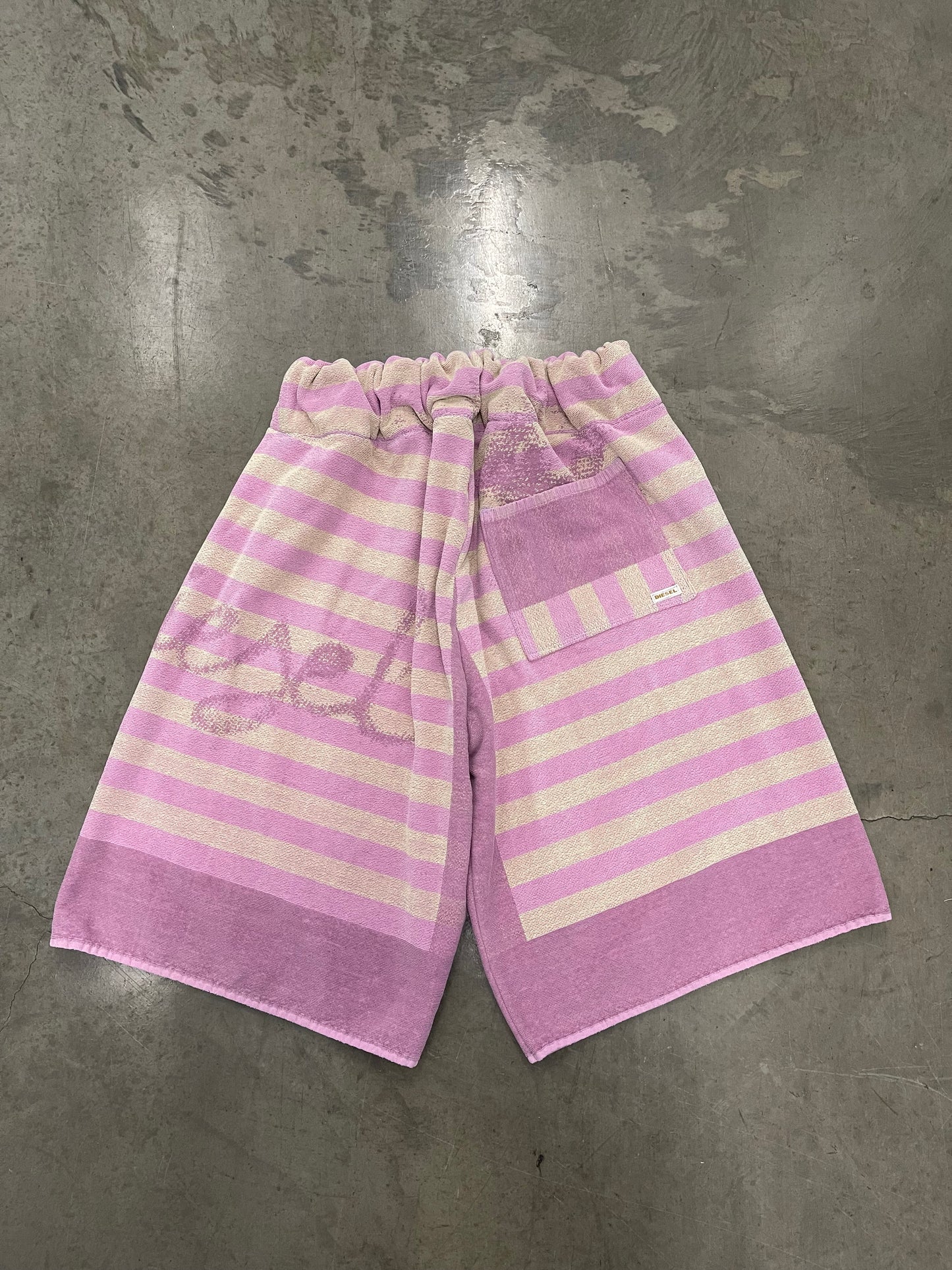 BLUESIN’S “JUMPING LINES” DIESEL STRIPED TOWEL SHORTS