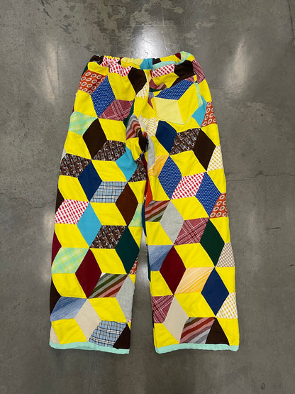 Bluesin’s “Don’t Block Me In” Double Knit Polyester Quilted Patchwork Pants