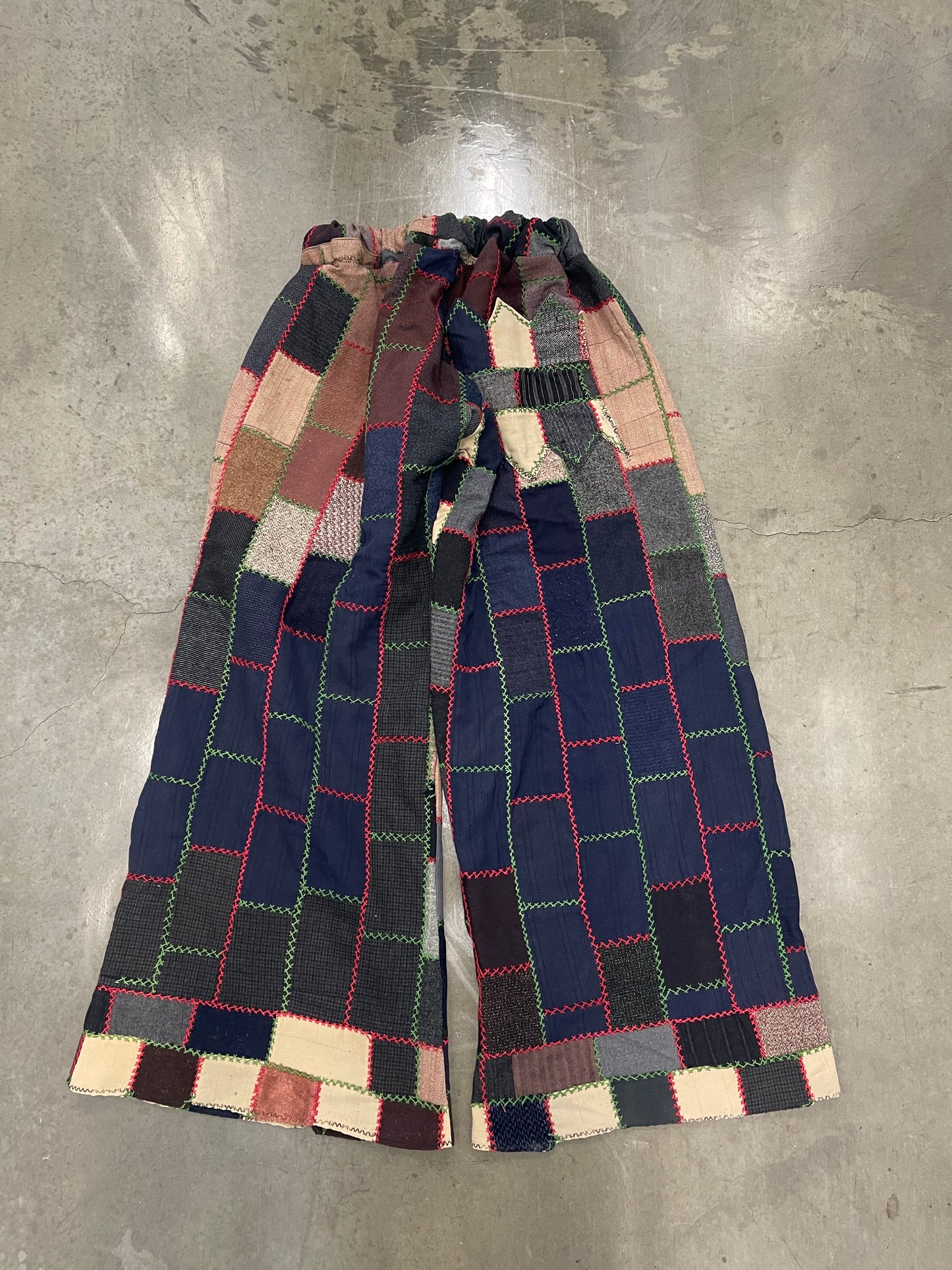 Bluesin’s “The Roof Blues” Wool Patchwork Vintage Wide Leg Pants
