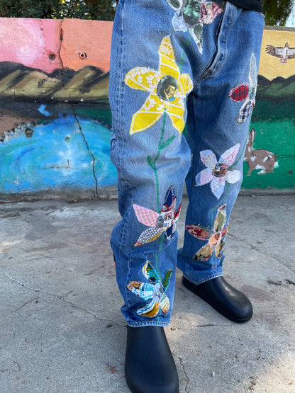 Bluesin’s “Blues Garden” Reworked Patchwork Denim Jeans