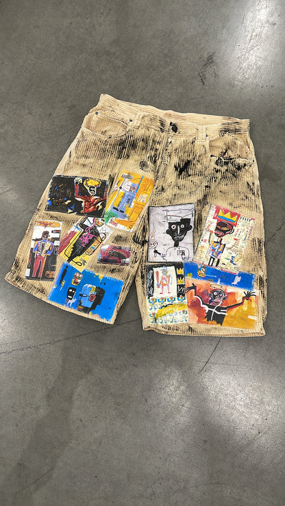 Bluesin’s “Painting The Way I Feel” Jean Michel Basquiat Patchwork Corduroy Cords Shorts