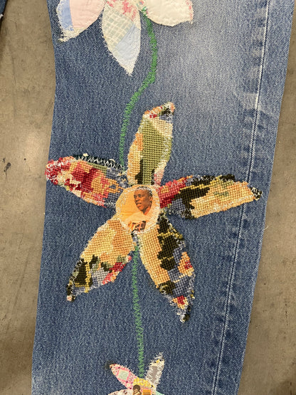 Bluesin’s “Blues Garden” Reworked Patchwork Denim Jeans