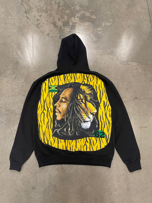 Bluesin’s “I Remember” Bob Marley Patchwork Pullover Hoodie