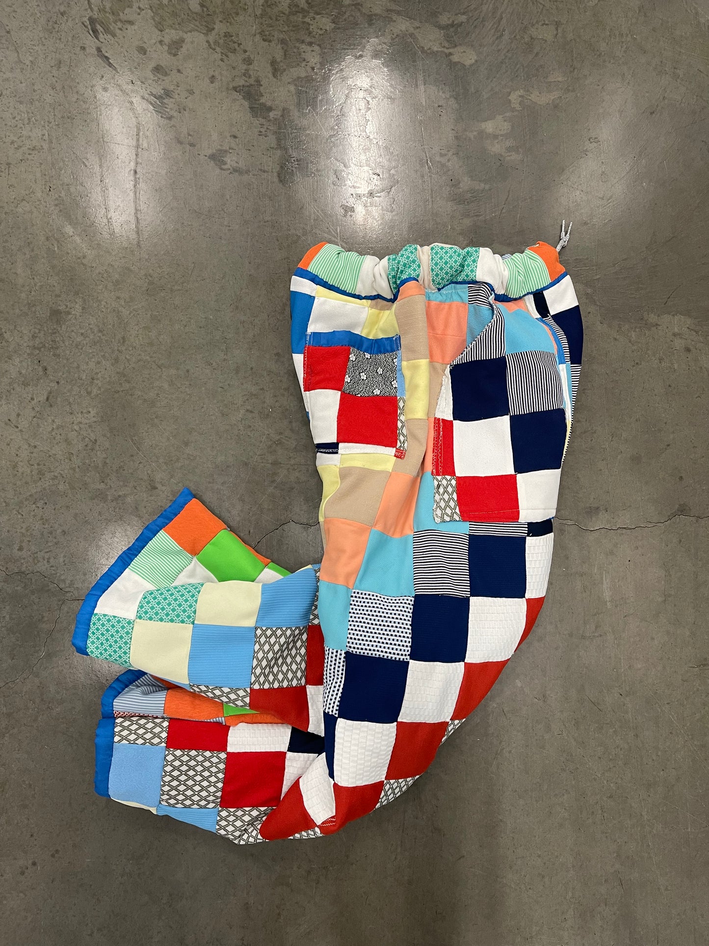 BLUESIN’S “UP N’ AT IT” VINTAGE POLYESTER SQUARE KNIT QUILT PANTS