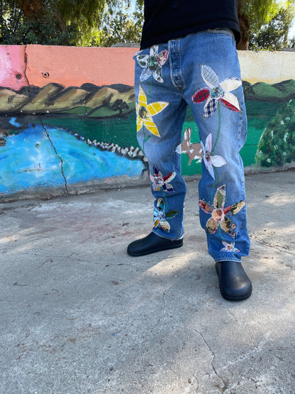 Bluesin’s “Blues Garden” Reworked Patchwork Denim Jeans