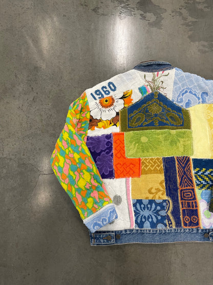 Bluesin’s “Spur Of The Blue Moment” Patchwork Reworked Denim Jean Trucker Jacket