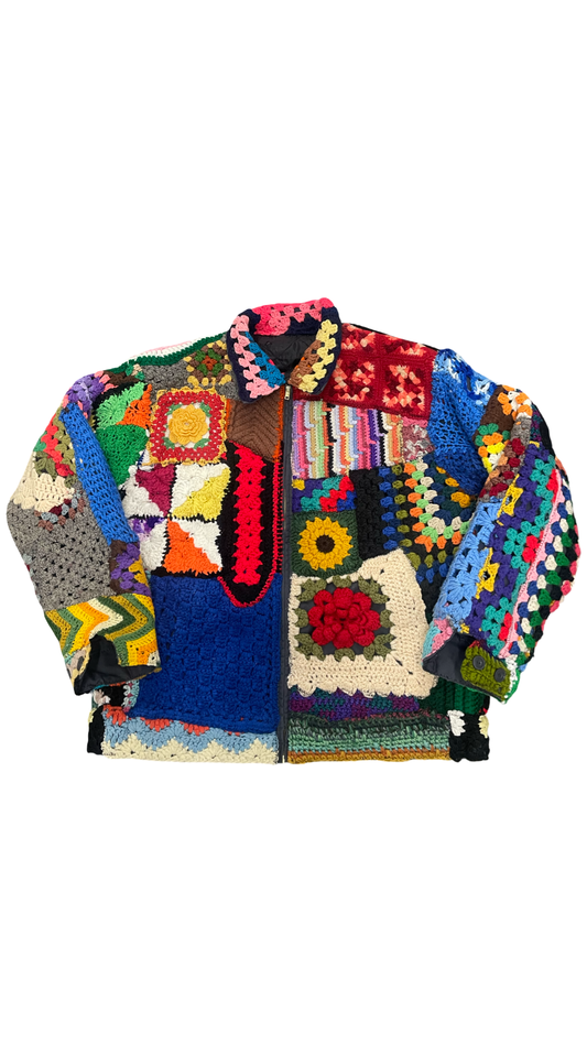 BLUESIN’S “BRIDGE THROUGH TIME” PATCHWORK CROCHET WORK JACKET