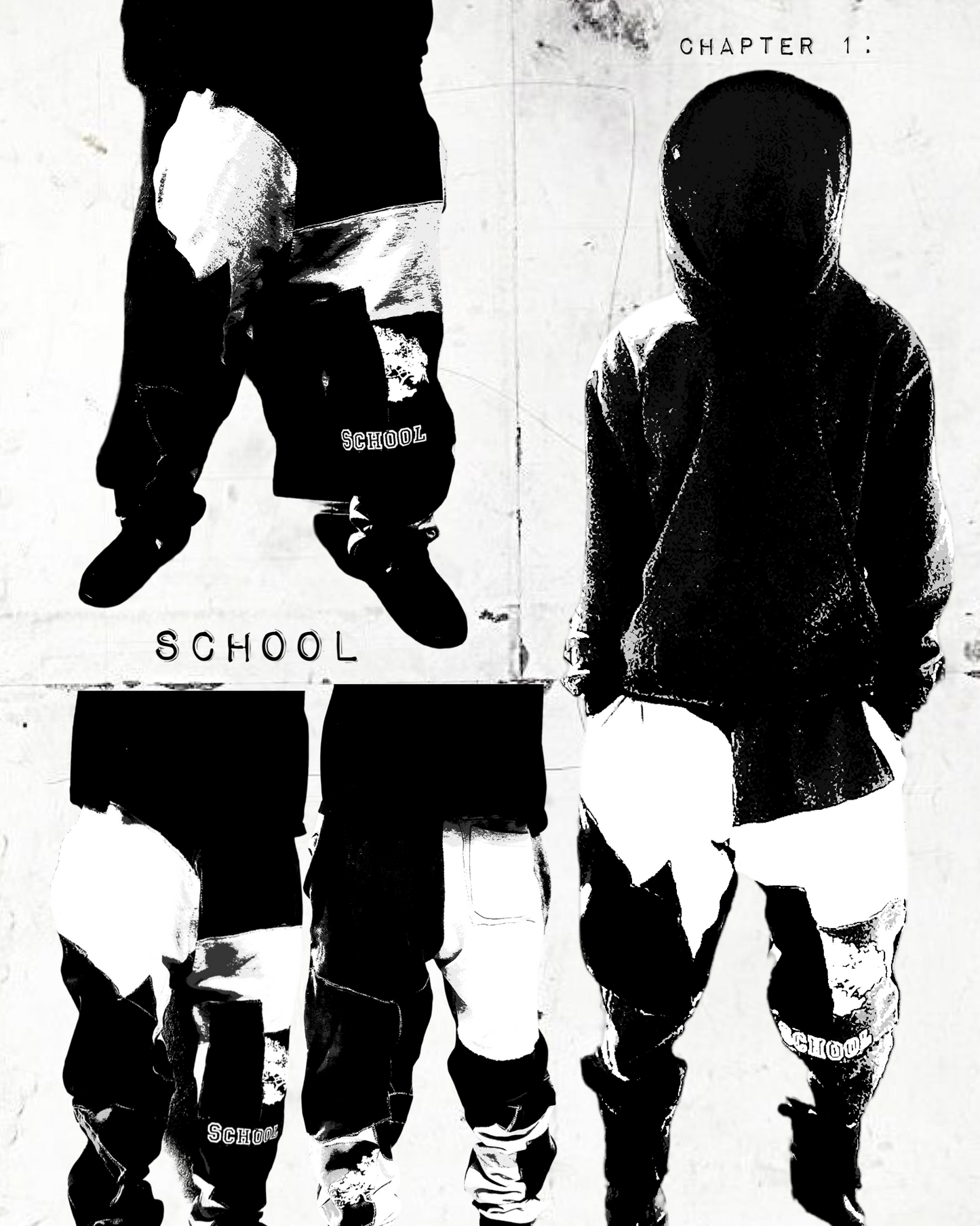 BLUESIN’S “SCHOOL” PATCHWORK SWEATPANTS