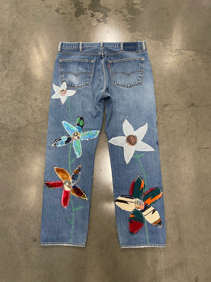 Bluesin’s “Blues Garden” Reworked Patchwork Denim Jeans