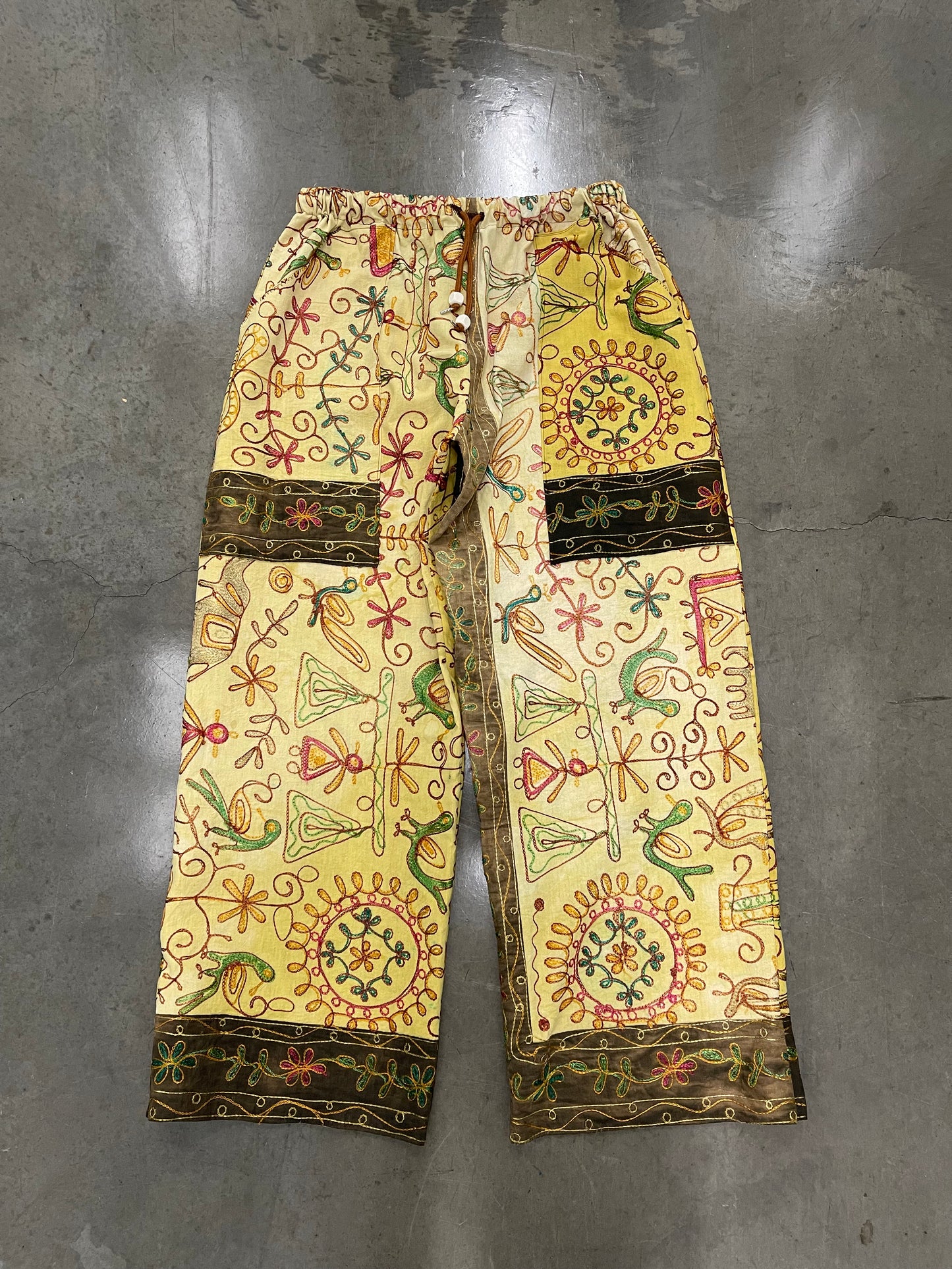 BLUESIN’S “SEEKING THRILLS” VINTAGE HAND EMBROIDERED TAPESTRY PANTS