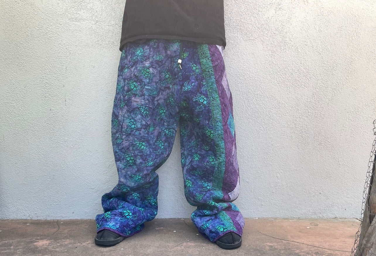 BLUESIN’S “TESTUDINES” VINTAGE QUILTED TURTLE PANTS
