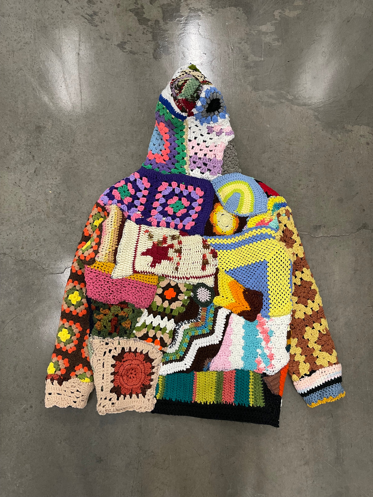 BLUESIN’S “FAR NEARAWAY SOUND” PATCHWORK CROCHET FULL ZIP HOODIE