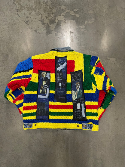 Bluesin’s “The Sound Within” Jazz Crochet Jean Michel Basquiat Denim Trucker Jean Jacket