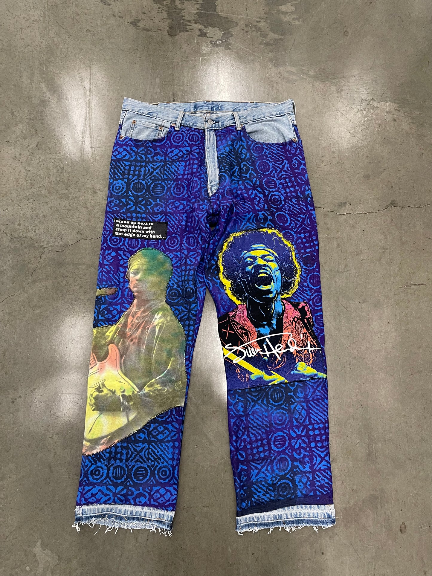 Bluesin’s “I’m A Voodoo Chile” Jimi Hendrix Patchwork Denim Jeans