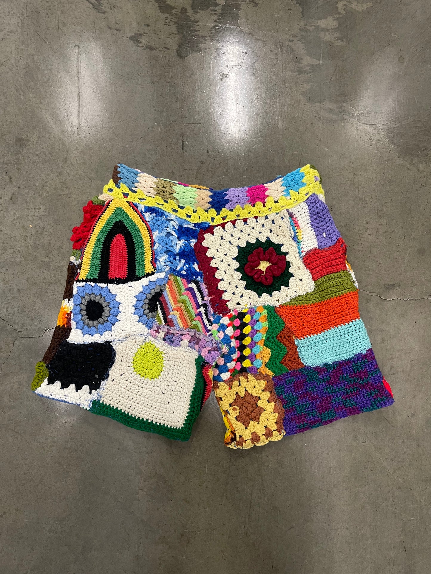 BLUESIN’S “LETS CALL THIS” PATCHWORK CROCHET SWEAT SHORTS