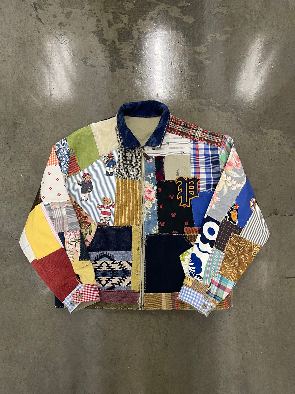 BLUESIN’S “CLASSICAL STORY” POLO RALPH LAUREN PATCHWORK HARRINGTON FULL ZIP JACKET