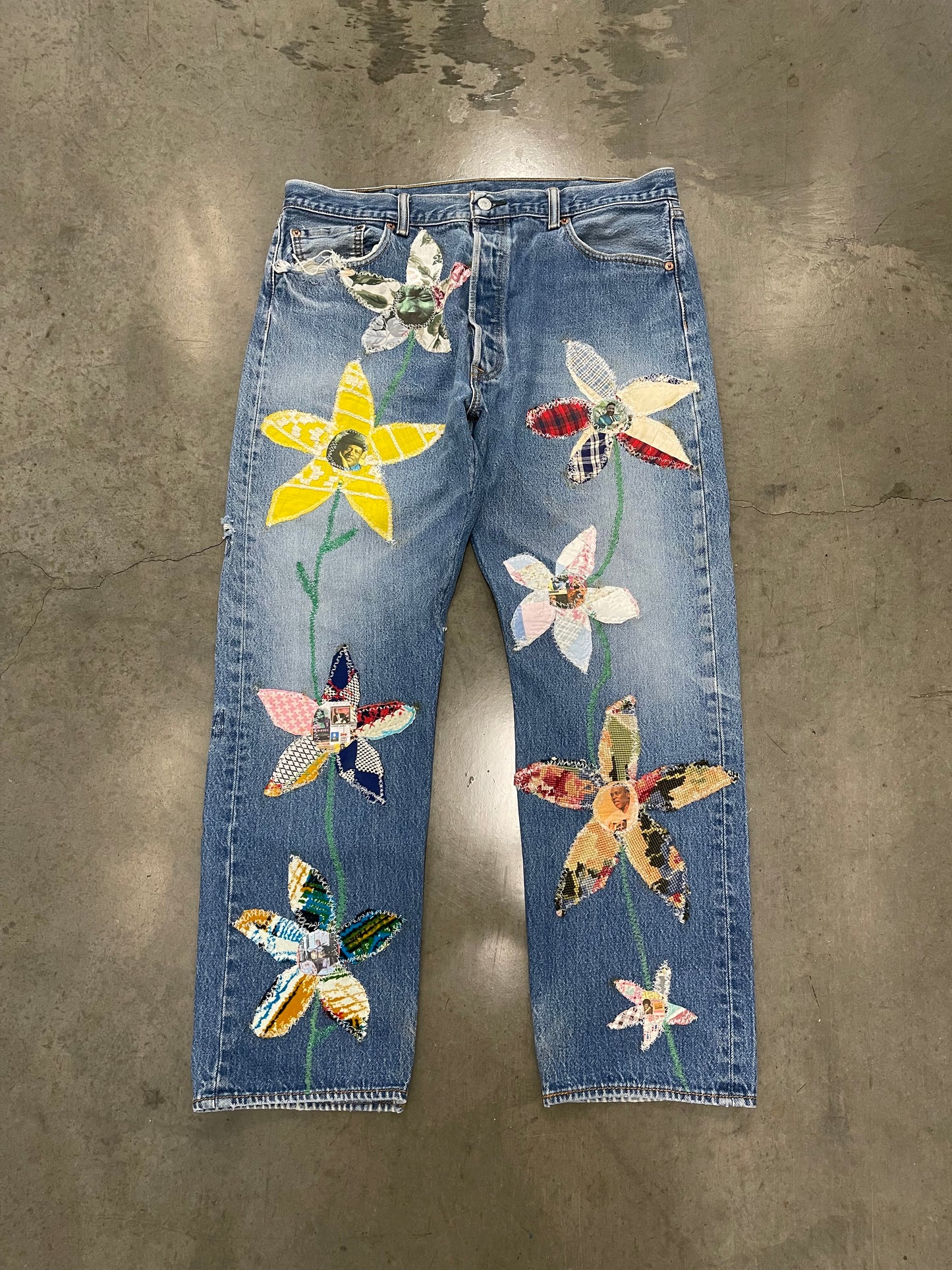 Bluesin’s “Blues Garden” Reworked Patchwork Denim Jeans