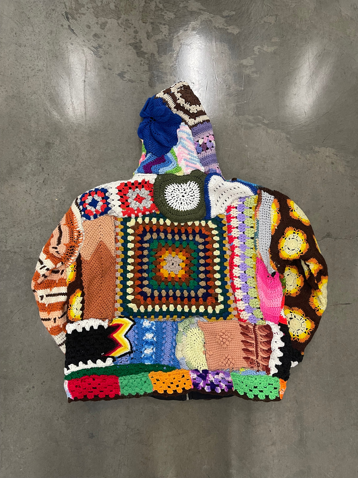 BLUESIN’S “ATOMIC ORCHESTRA” CROCHET PATCHWORK HEAVYWEIGHT HOODIE