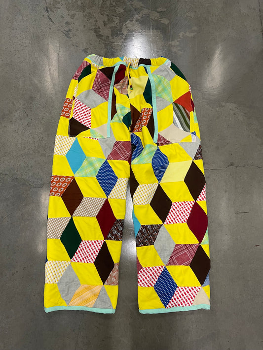 Bluesin’s “Don’t Block Me In” Double Knit Polyester Quilted Patchwork Pants