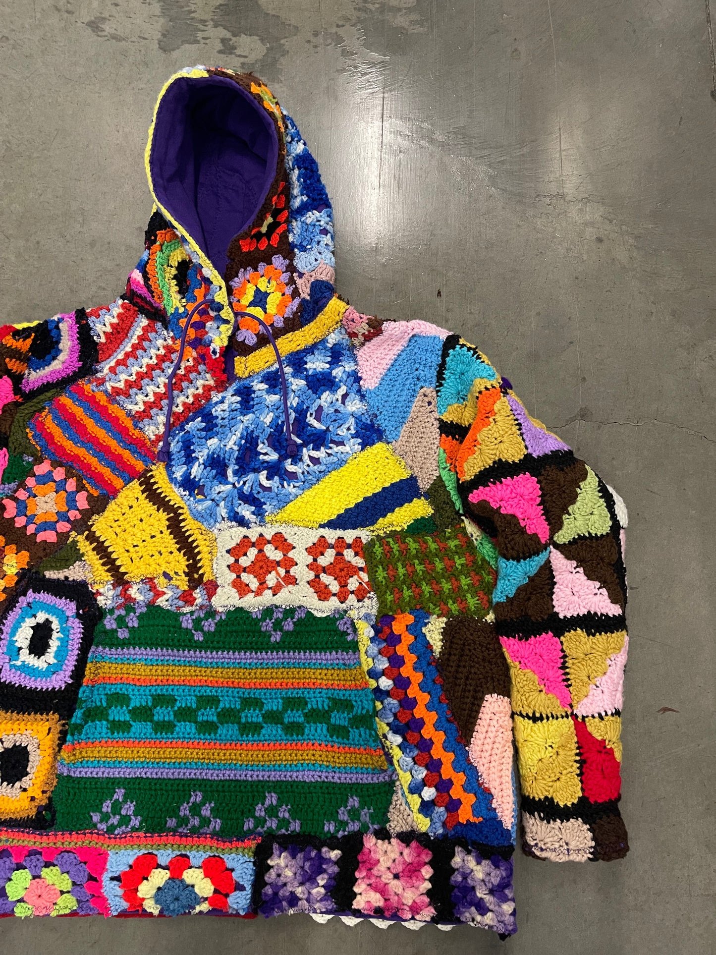 Bluesin’s “Unsorted Sights” Patchwork Chunky Crochet Hoodie