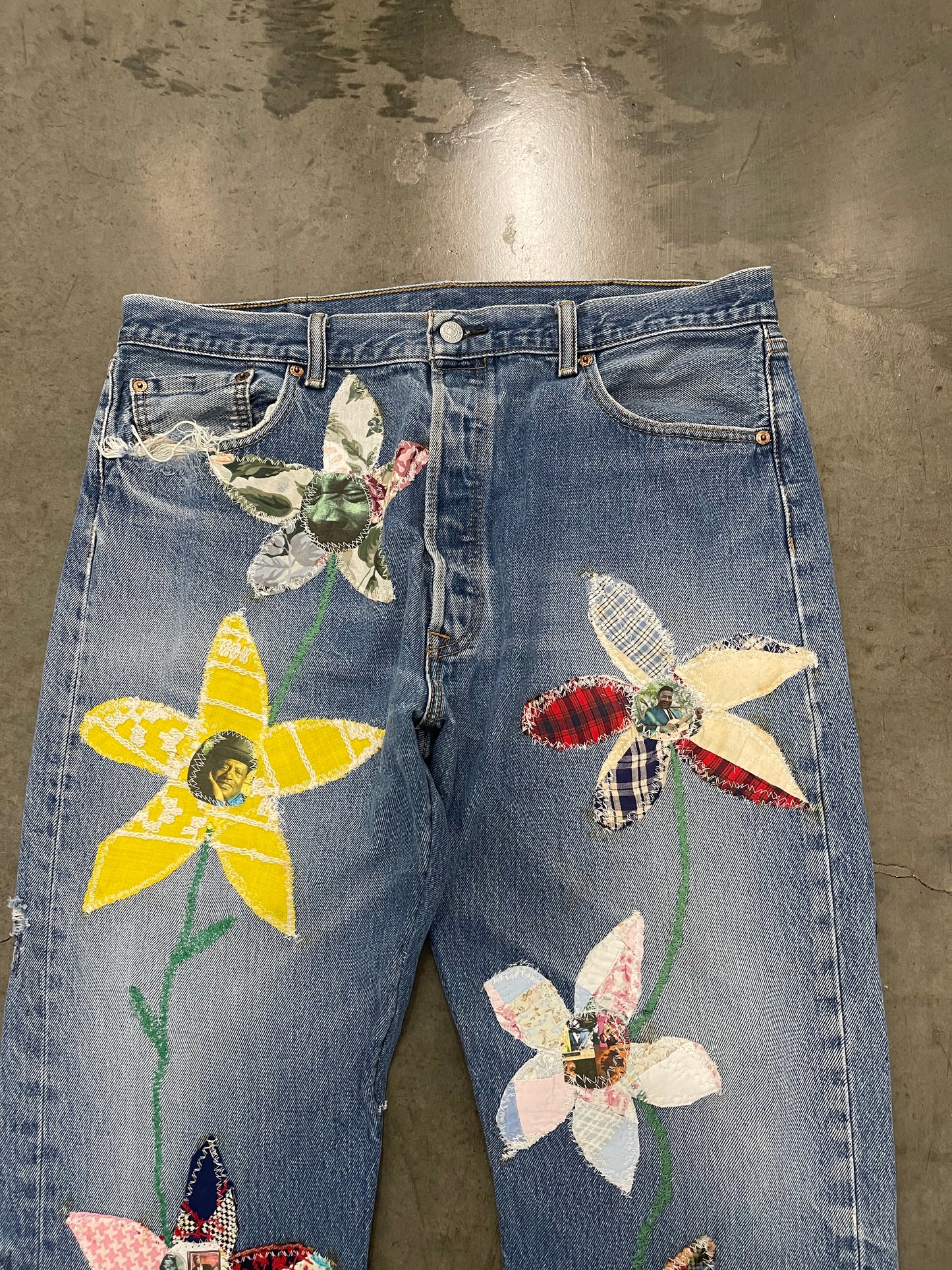 Bluesin’s “Blues Garden” Reworked Patchwork Denim Jeans