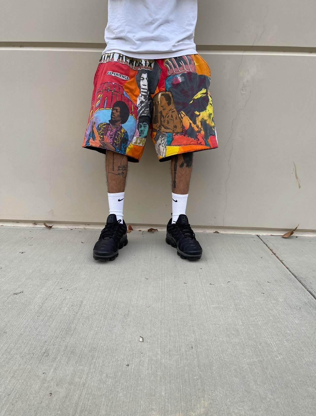 BLUESIN’S “BOLD AS LOVE” JIMI HENDRIX PATCHWORK SWEAT SHORTS