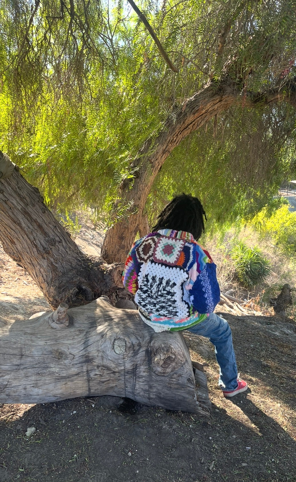 BLUESIN’S “TIMELESS EXCURSIONS” PATCHWORK CROCHET HARRINGTON FULL ZIP JACKET