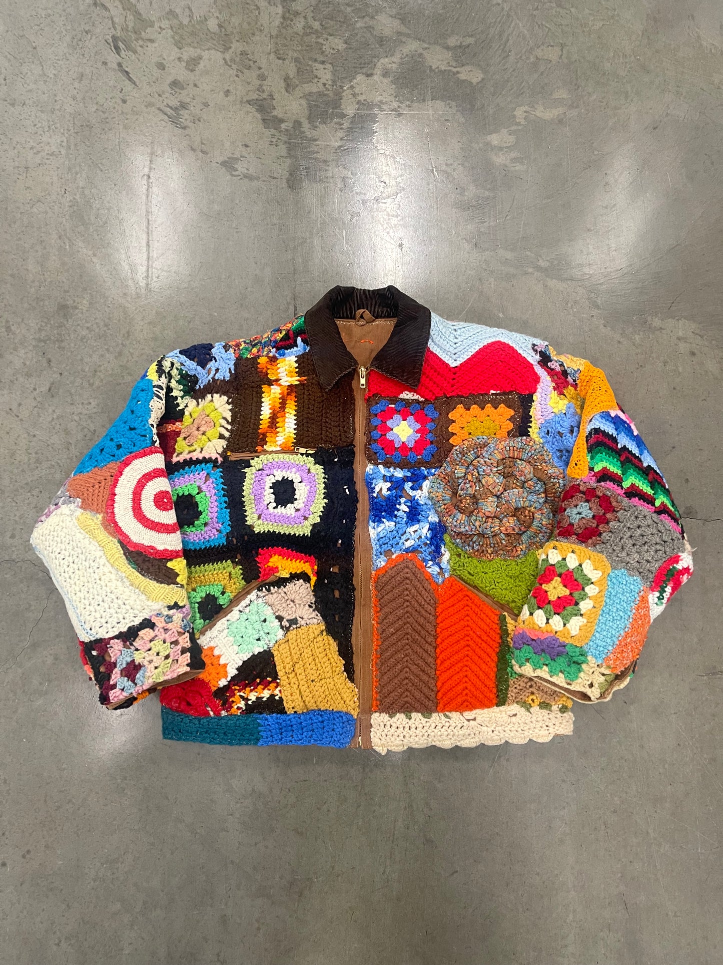 Bluesin’s “The Scrambled Bloom” Patchwork Crochet Work Jacket
