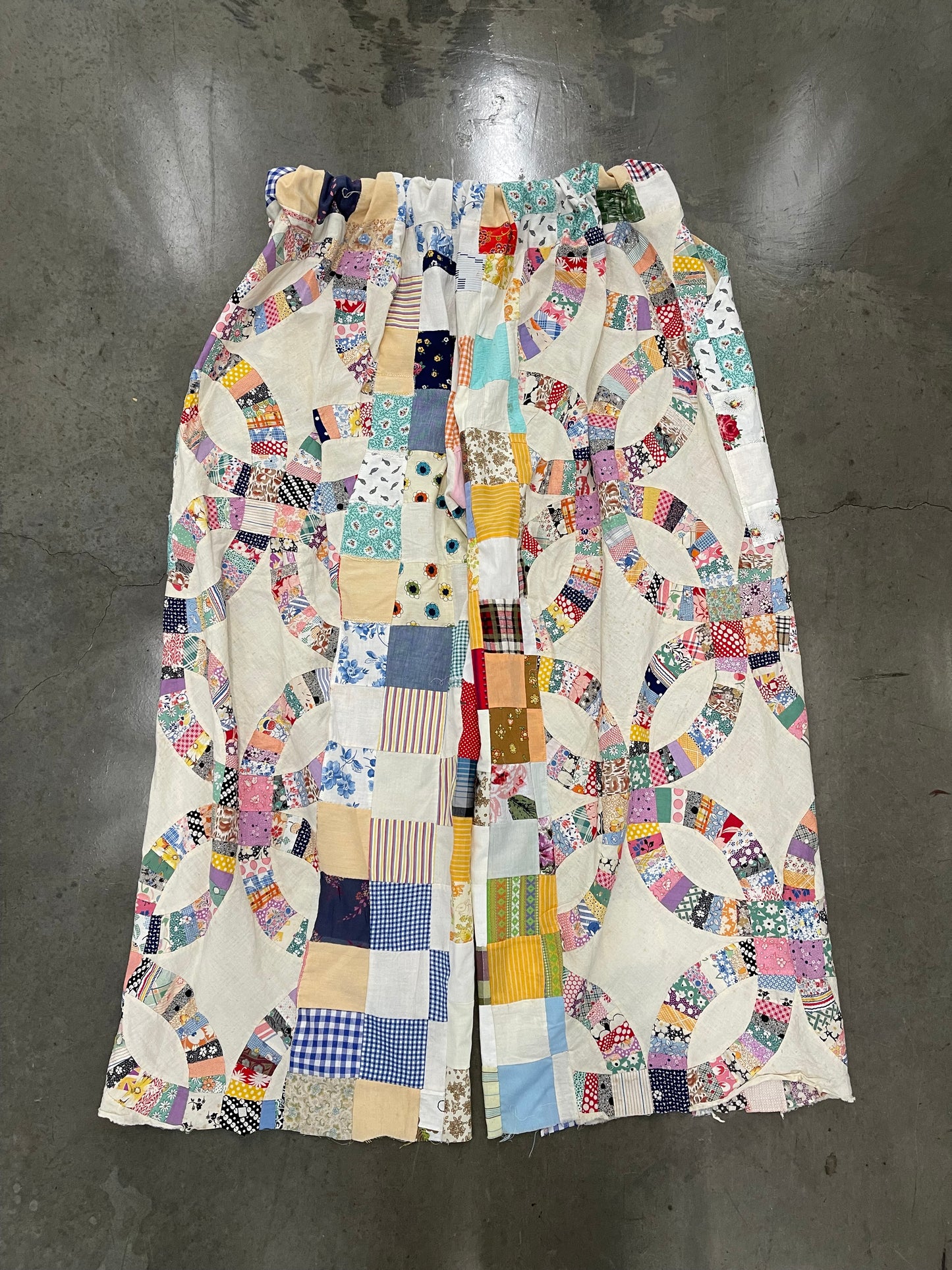 BLUESIN’S “REJOICING JOURNEYS” VINTAGE PATCHWORK QUILTED LIGHTWEIGHT WIDE LEG PANTS