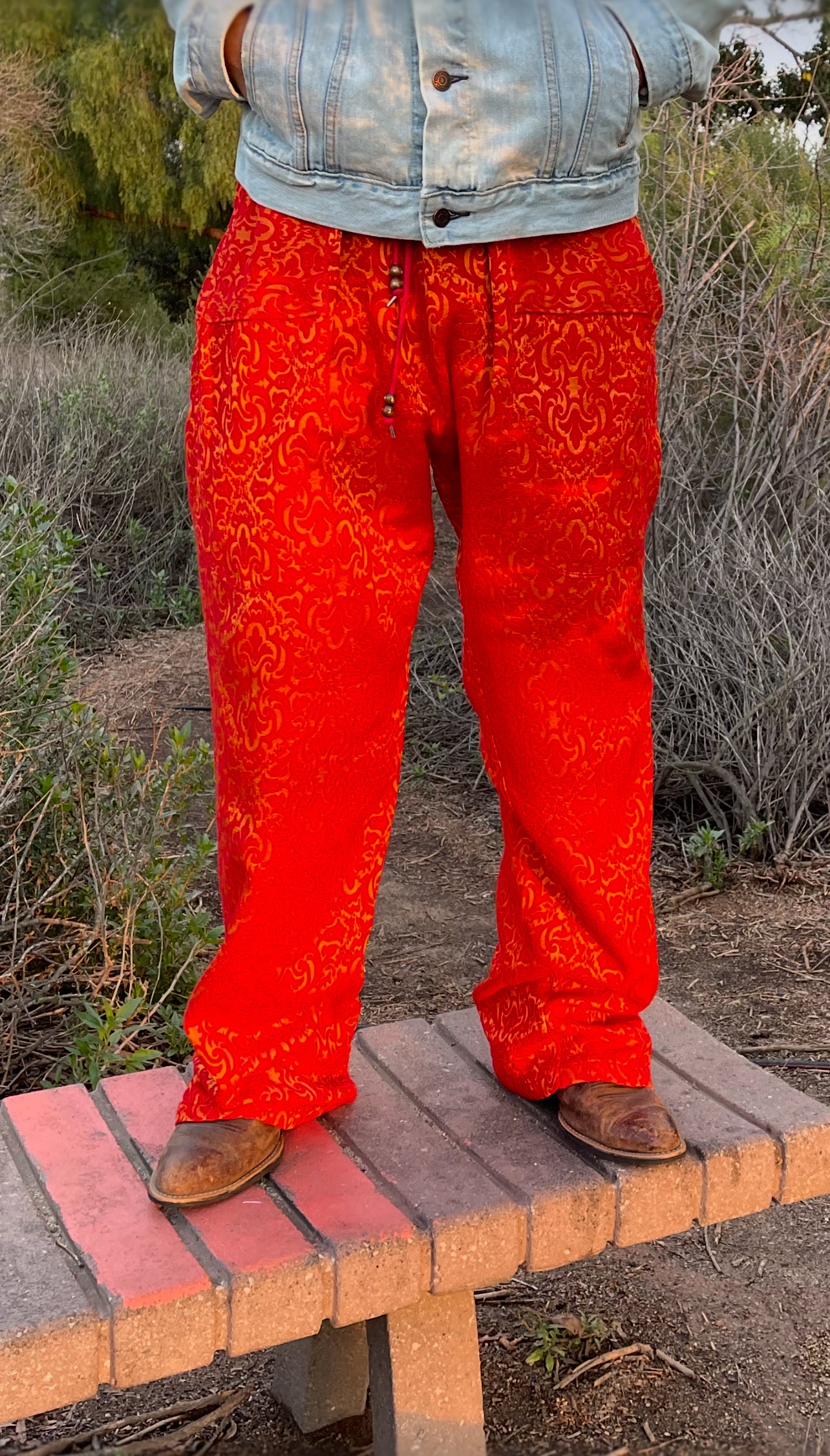 Bluesin’s “Sparkled Shimmer” Brocade Velvet Chenille Pants