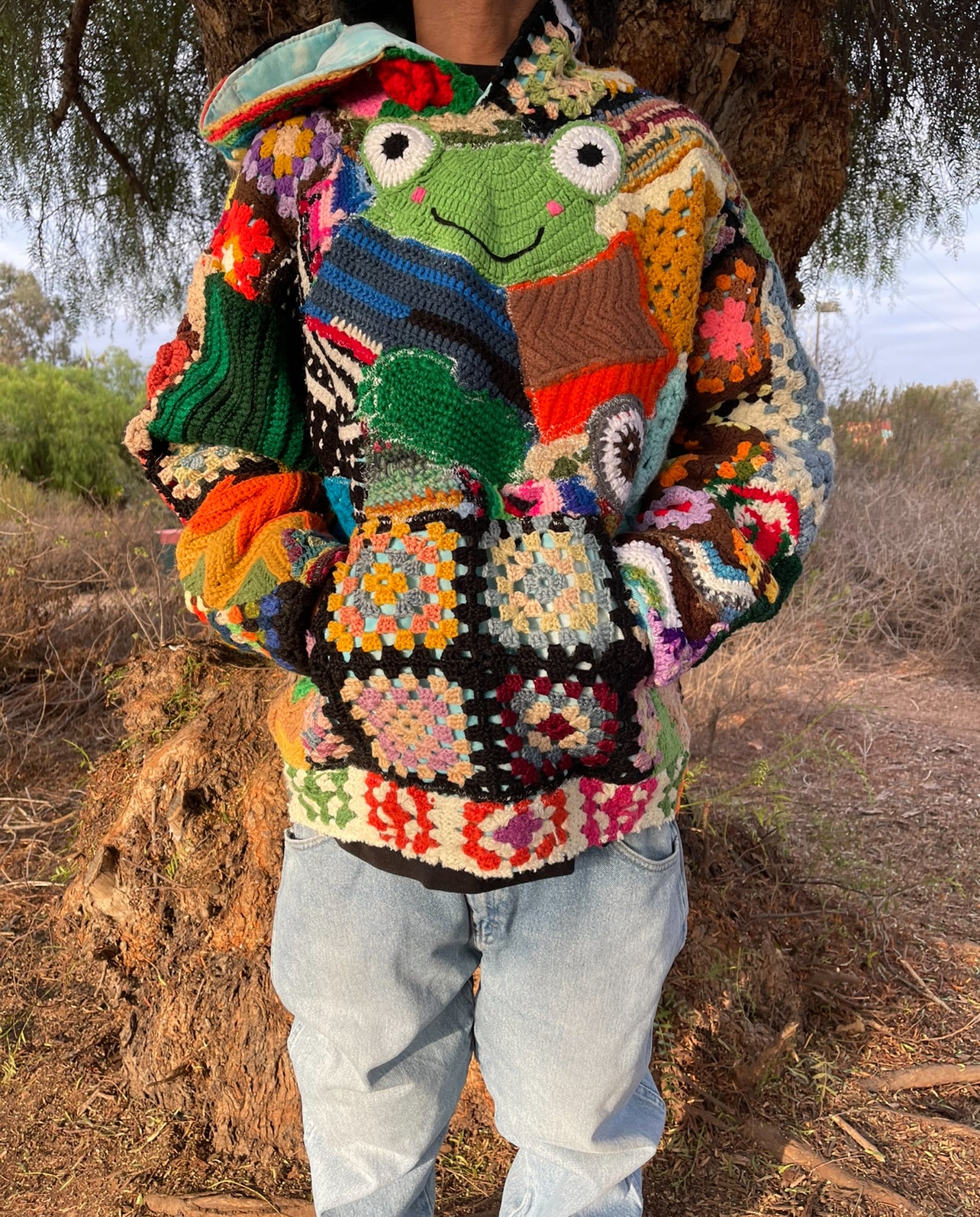 Bluesin’s “Amphibian” Chunky Crochet Heavyweight Hoodie