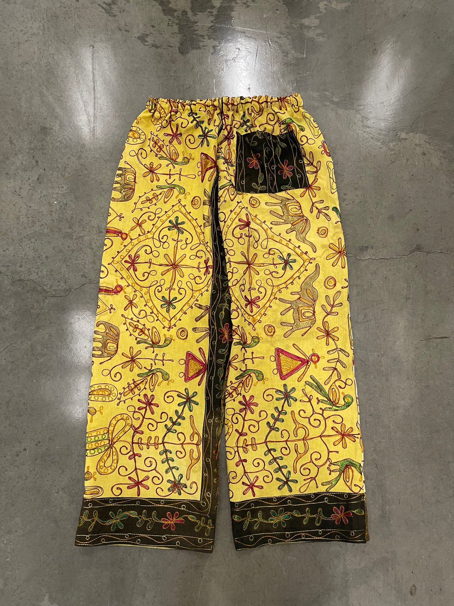 BLUESIN’S “SEEKING THRILLS” VINTAGE HAND EMBROIDERED TAPESTRY PANTS