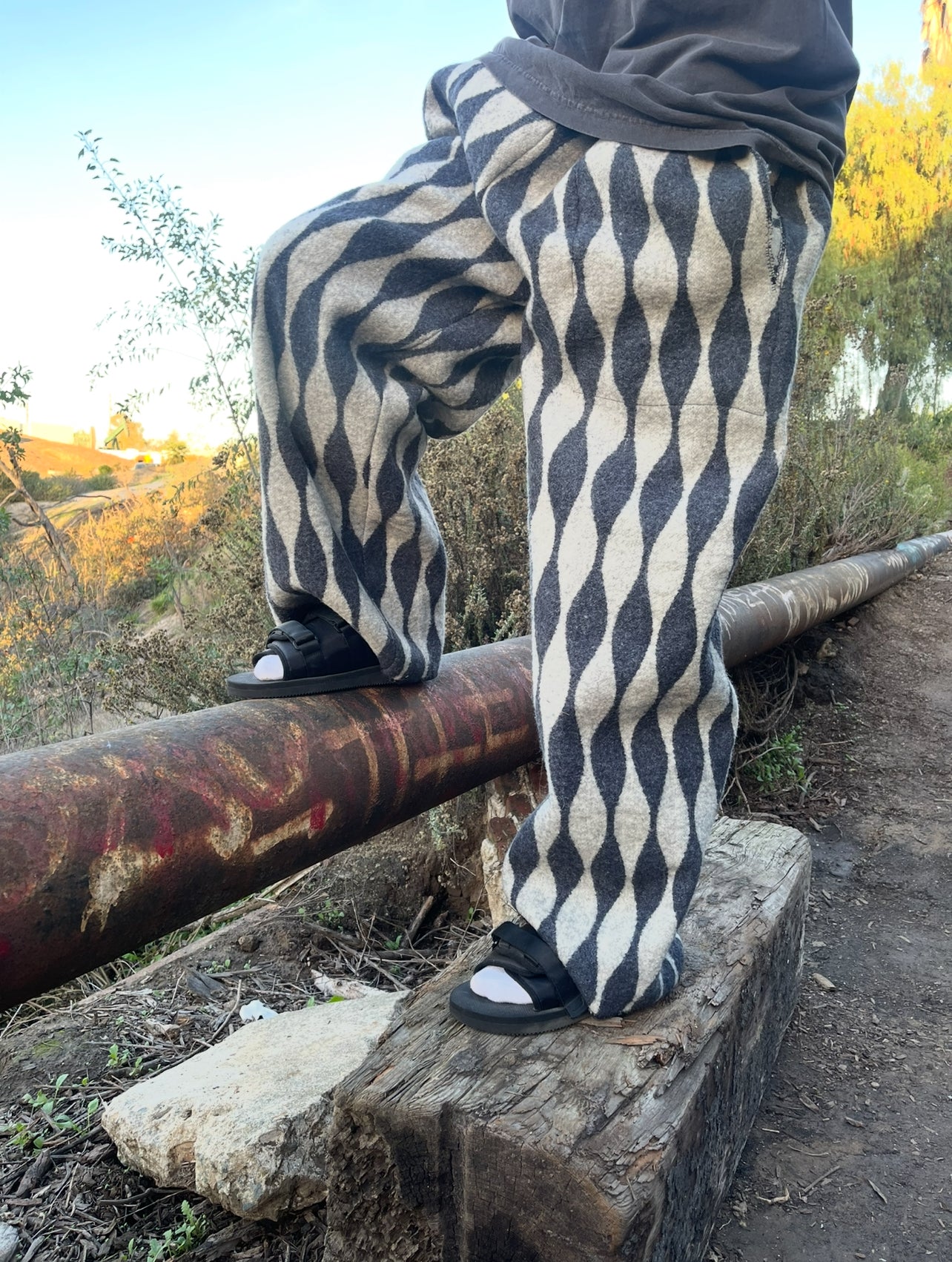 Bluesin’s “Touch Of Grey” Wool Blend Wide Leg Pants