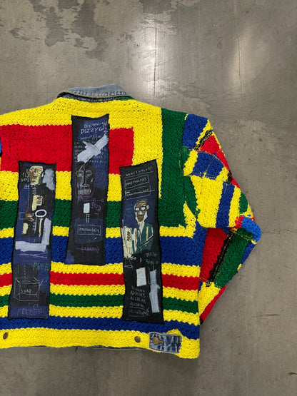 Bluesin’s “The Sound Within” Jazz Crochet Jean Michel Basquiat Denim Trucker Jean Jacket