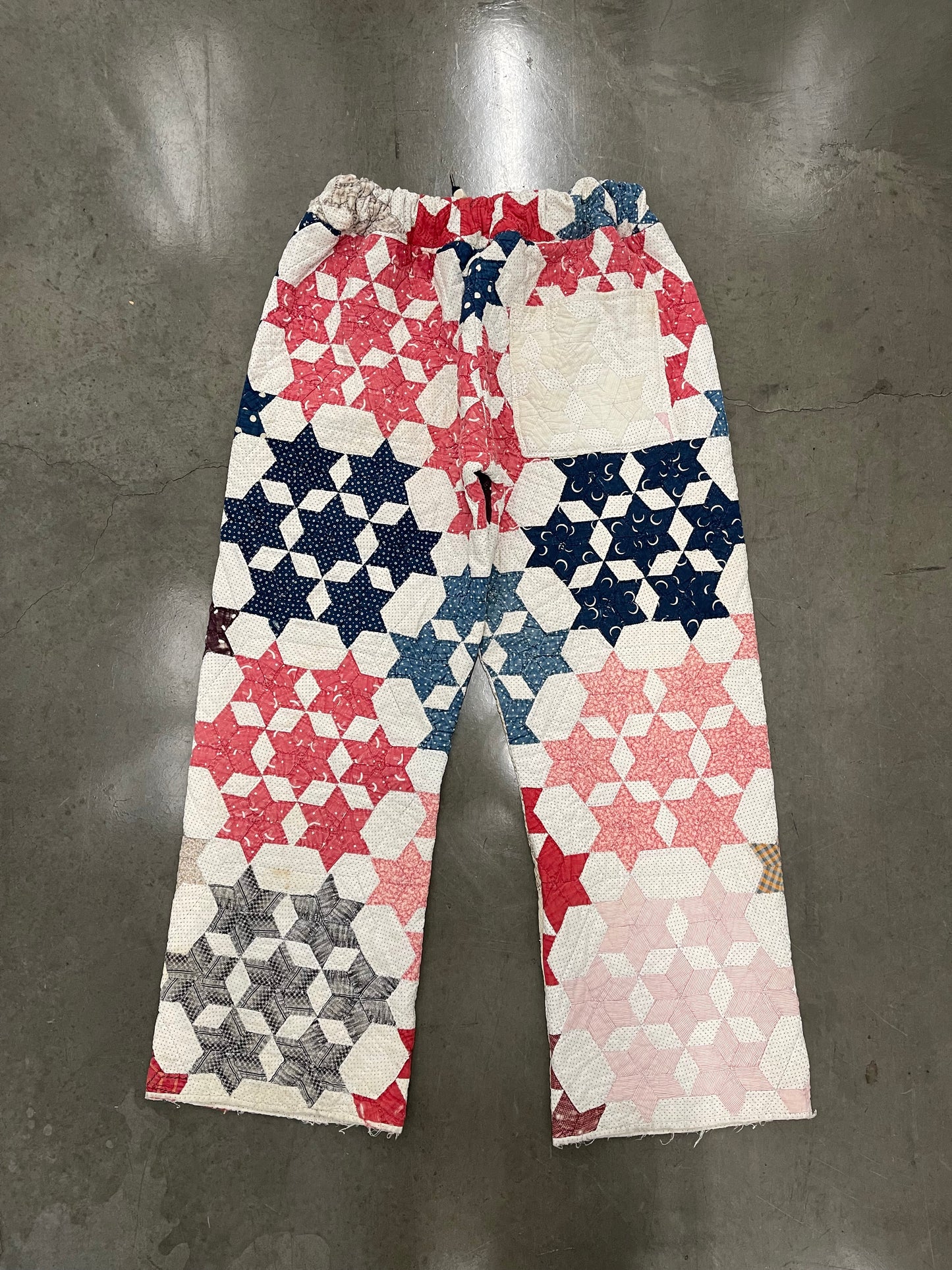 BLUESIN’S “BIG STAR BLUES” VINTAGE QUILT QUILTED PANTS