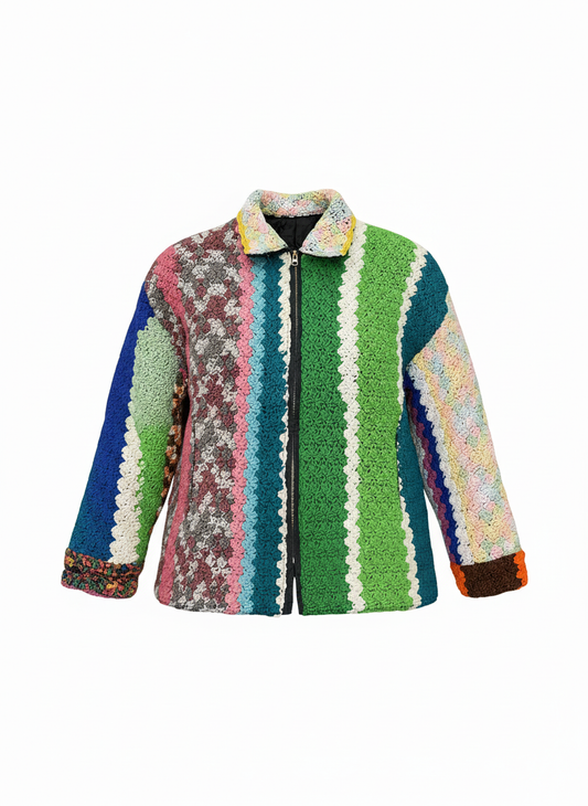 BLUESIN’S “TIME TO TIME” PATCHWORK CROCHET WORK JACKET
