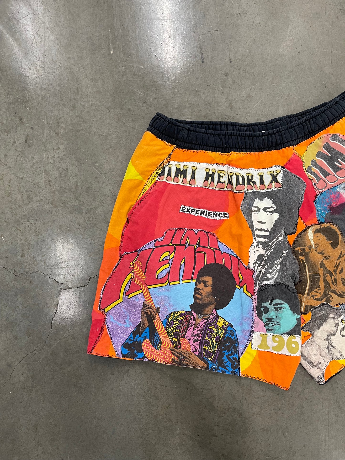 BLUESIN’S “BOLD AS LOVE” JIMI HENDRIX PATCHWORK SWEAT SHORTS