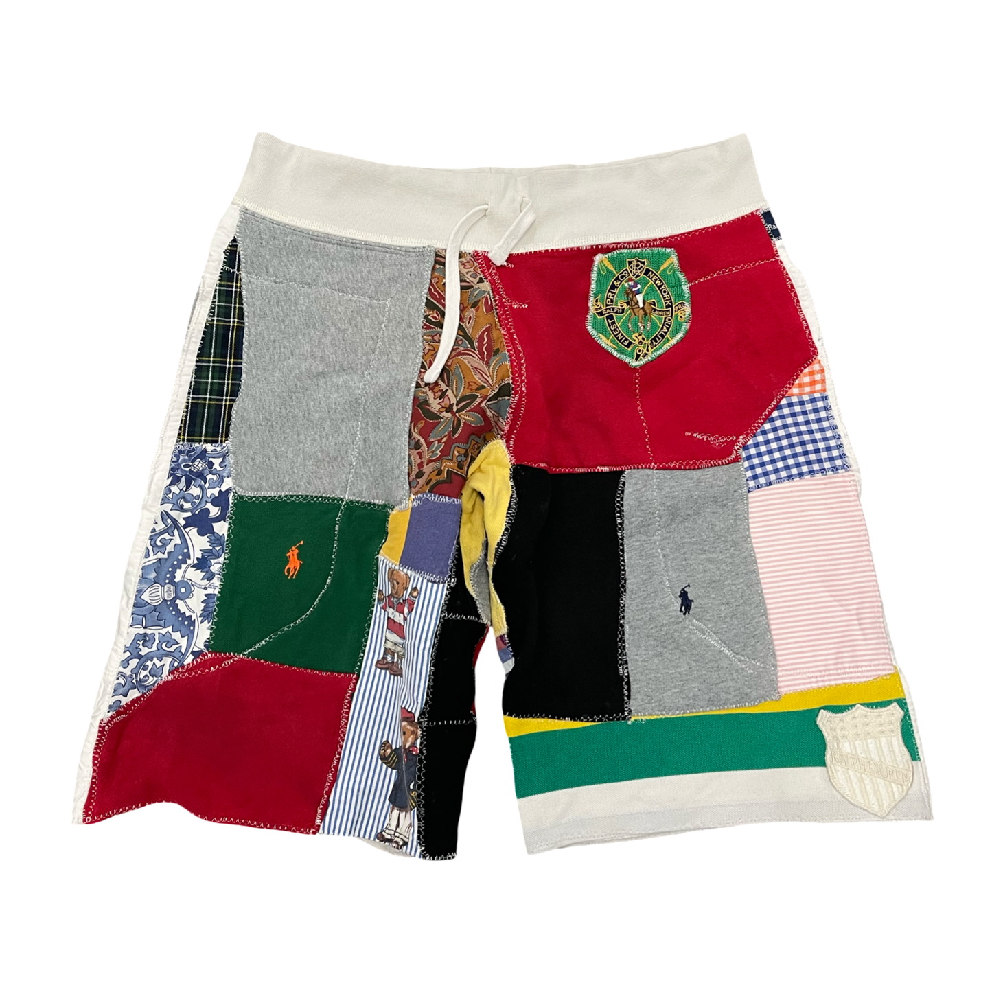 BLUESIN’S “PRL JUMBLE” POLO RALPH LAUREN PATCHWORK SWEAT SHORTS