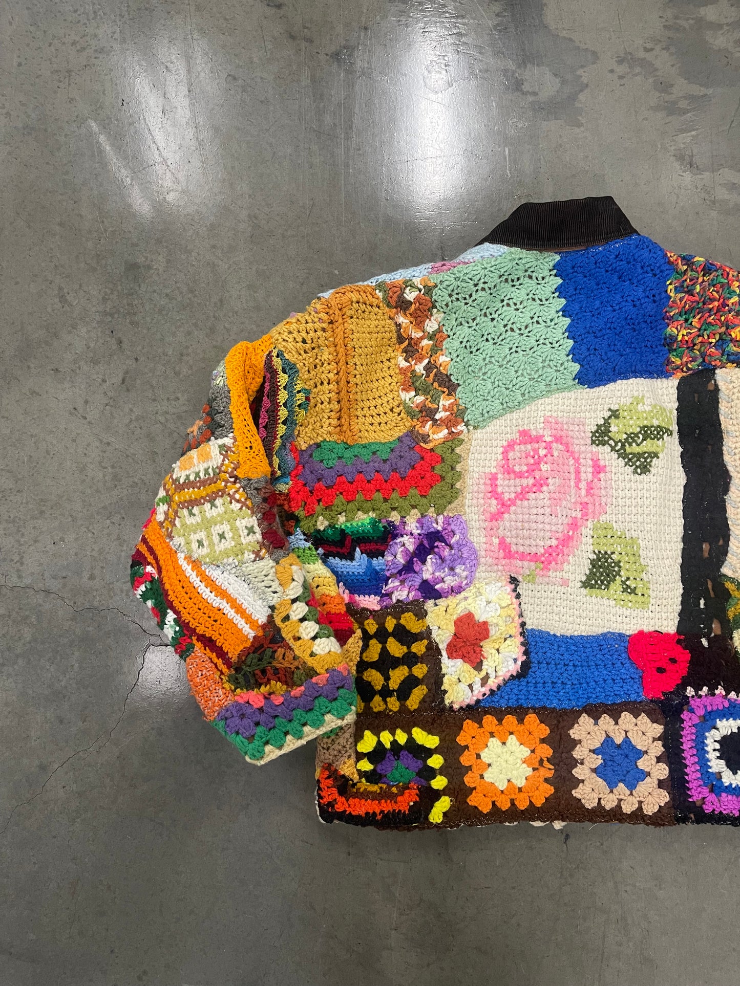 Bluesin’s “The Scrambled Bloom” Patchwork Crochet Work Jacket