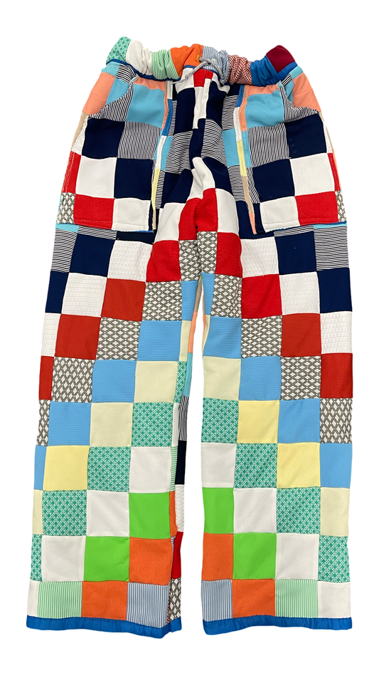 BLUESIN’S “UP N’ AT IT” VINTAGE POLYESTER SQUARE KNIT QUILT PANTS