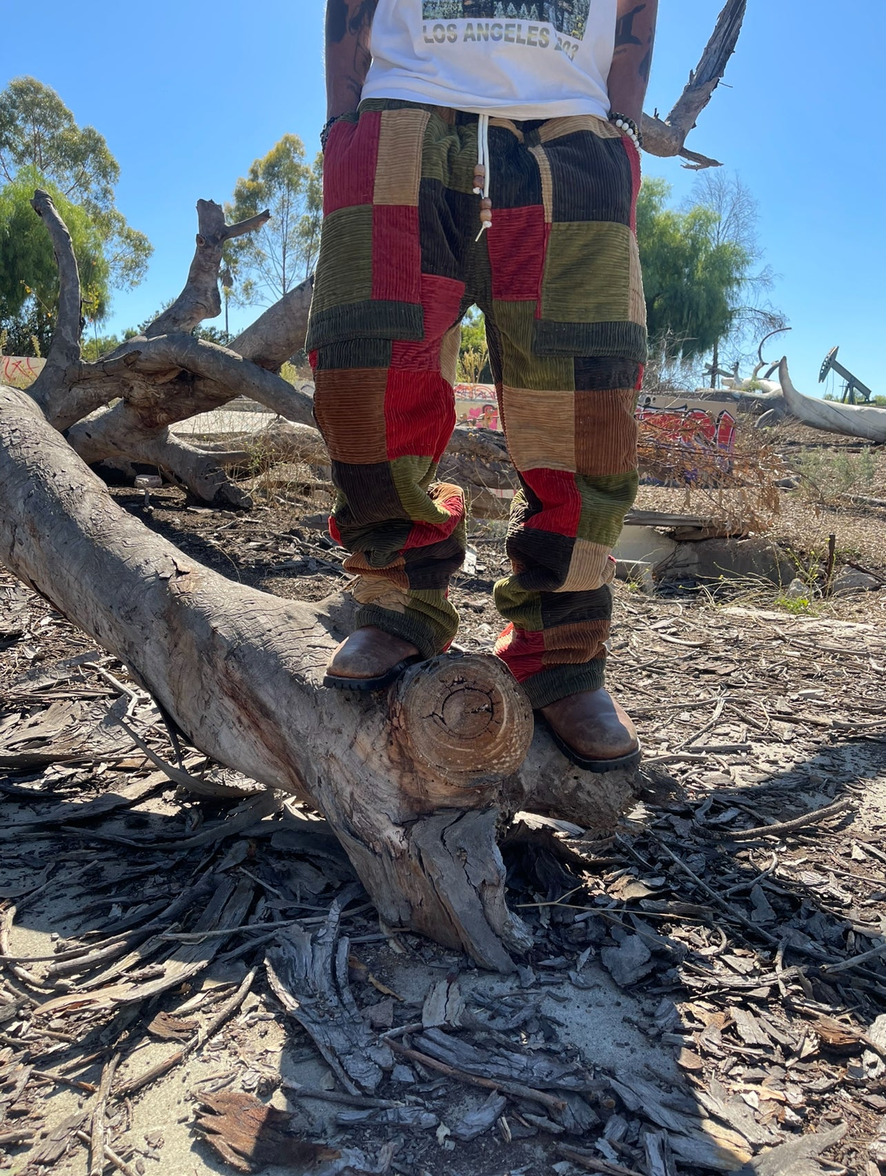 Bluesin’s “Cord’s Line Blues” Patchwork Corduroy Pants