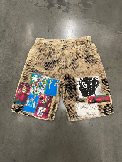 Bluesin’s “Painting The Way I Feel” Jean Michel Basquiat Patchwork Corduroy Cords Shorts